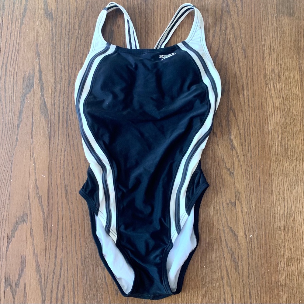 Speedo Black and White One Piece Swimsuit
